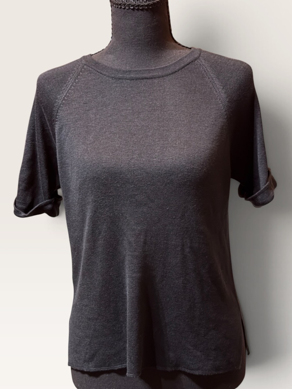 Joseph A. Vintage 100% Silk Knit Top Black Size L